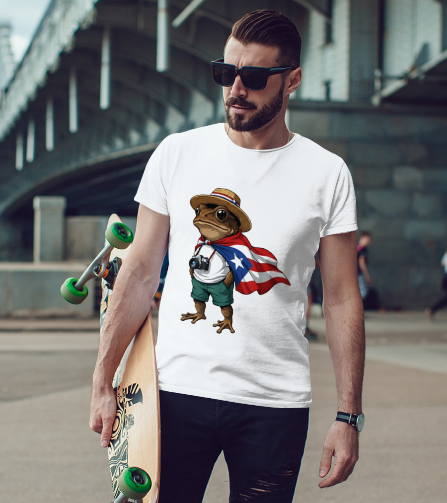 Coqui Frog With Puerto Rico Flag In Puerto Rican Taino T-Shirt