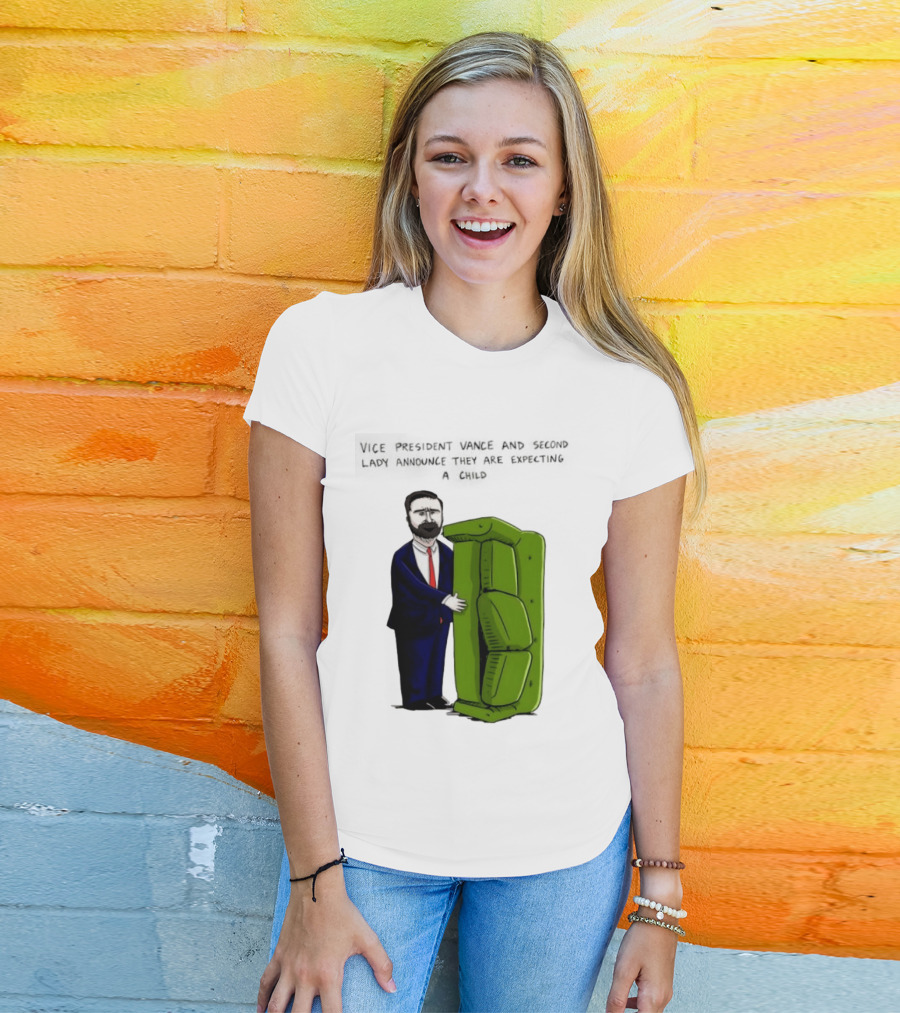 Vice President Vance And Second Lady Expecting Child Iconic Couch Scene T-Shirt