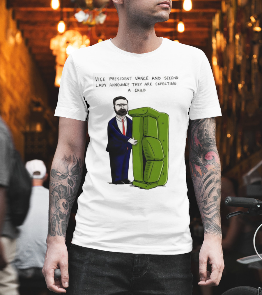 Vice President Vance and Second Lady Expecting Child Iconic Couch Scene T-Shirt