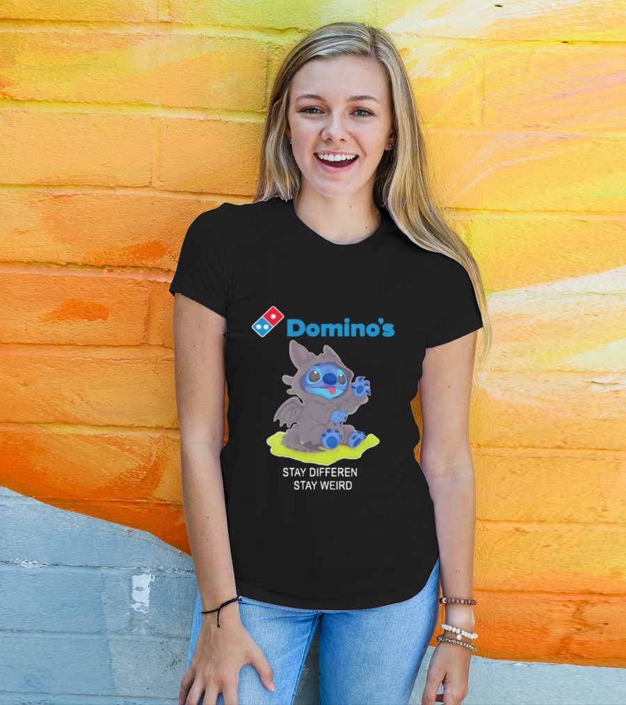 Domino's Pizza Collab Toothless Stitch Stay Different Stay Weird T-Shirt
