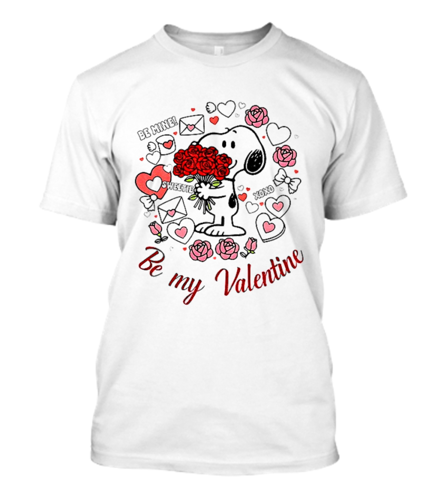 Snoopy Be Mine Sweetie Xoxo Be My Valentine Day Roses Hearts T-Shirt
