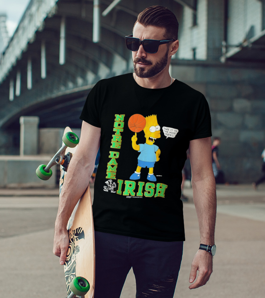 Notre Dame Irish Bart Simpson Basketball Take It To The Hoop Dudes T-Shirt