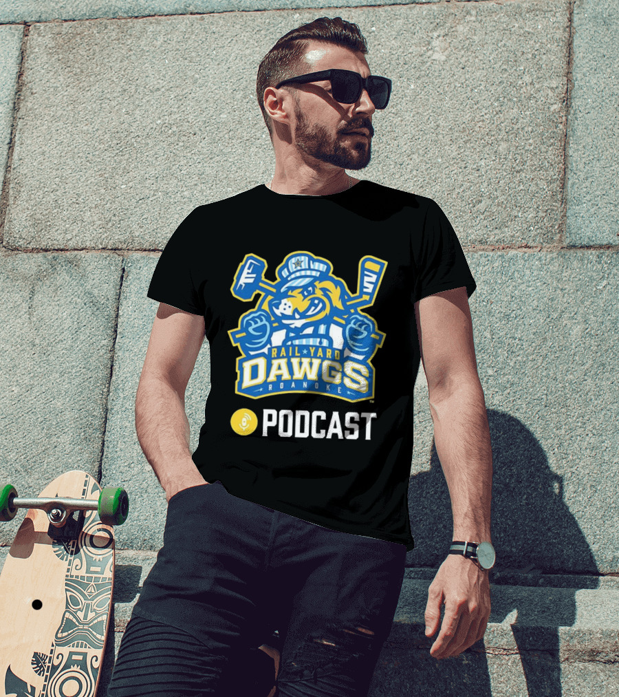 Roanoke Rail Yard Dawgs Ice Hockey Podcast T-Shirt