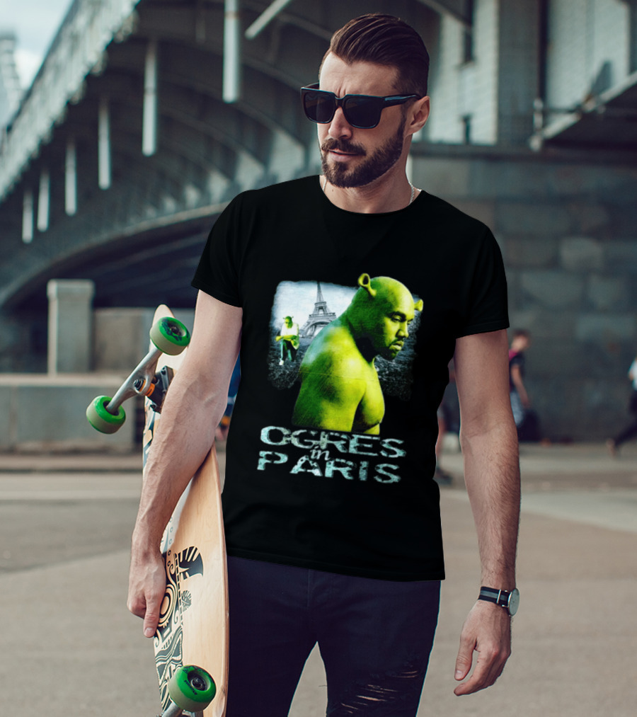 Shrek Kanye West Ogres In Paris Eiffel Tower Mashup T-Shirt