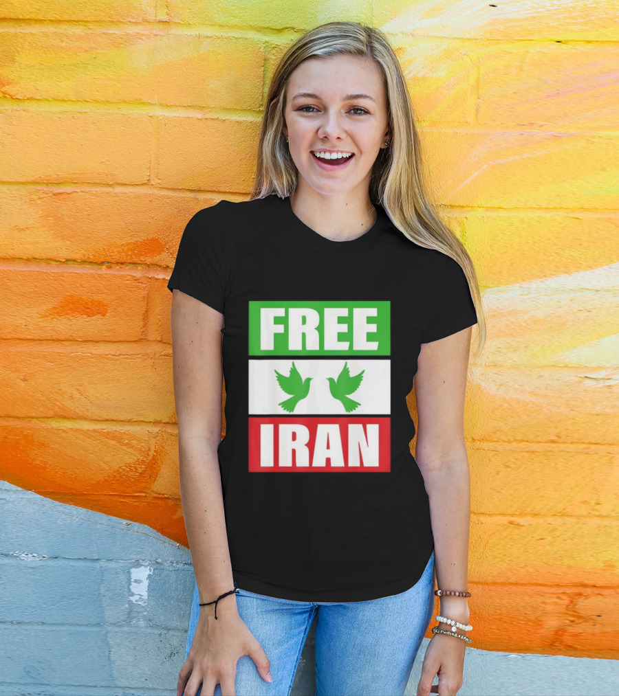 Free Iran Green White Red Peace Doves Freedom T-Shirt