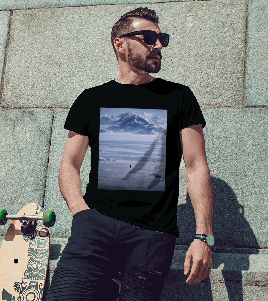 The Nihilist Penguin In Snowy Mountain Landscape T-Shirt