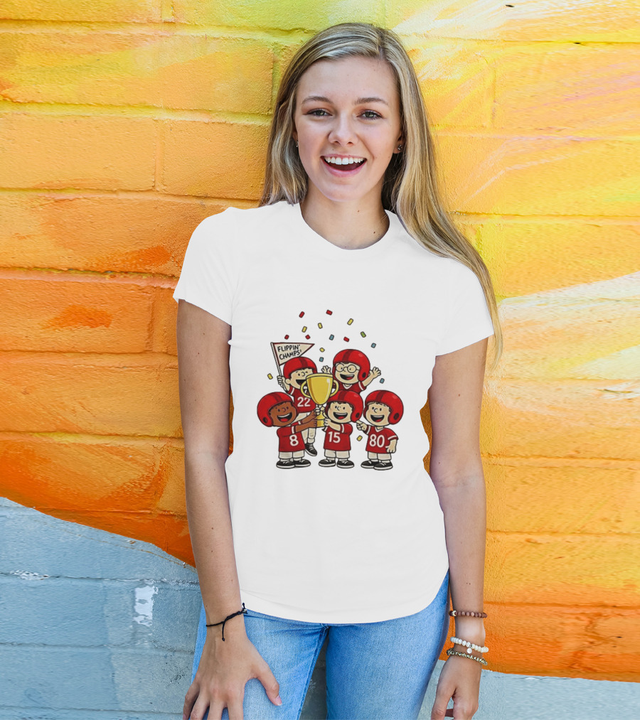 Peanuts Flippin' Champs Football Team Celebration With Trophy T-Shirt
