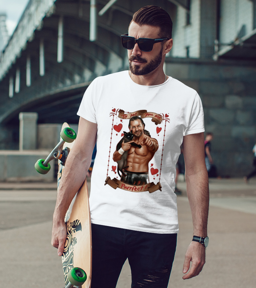 To Me You Are Purrfect Kenny Omega With Black Cat And Hearts T-Shirt