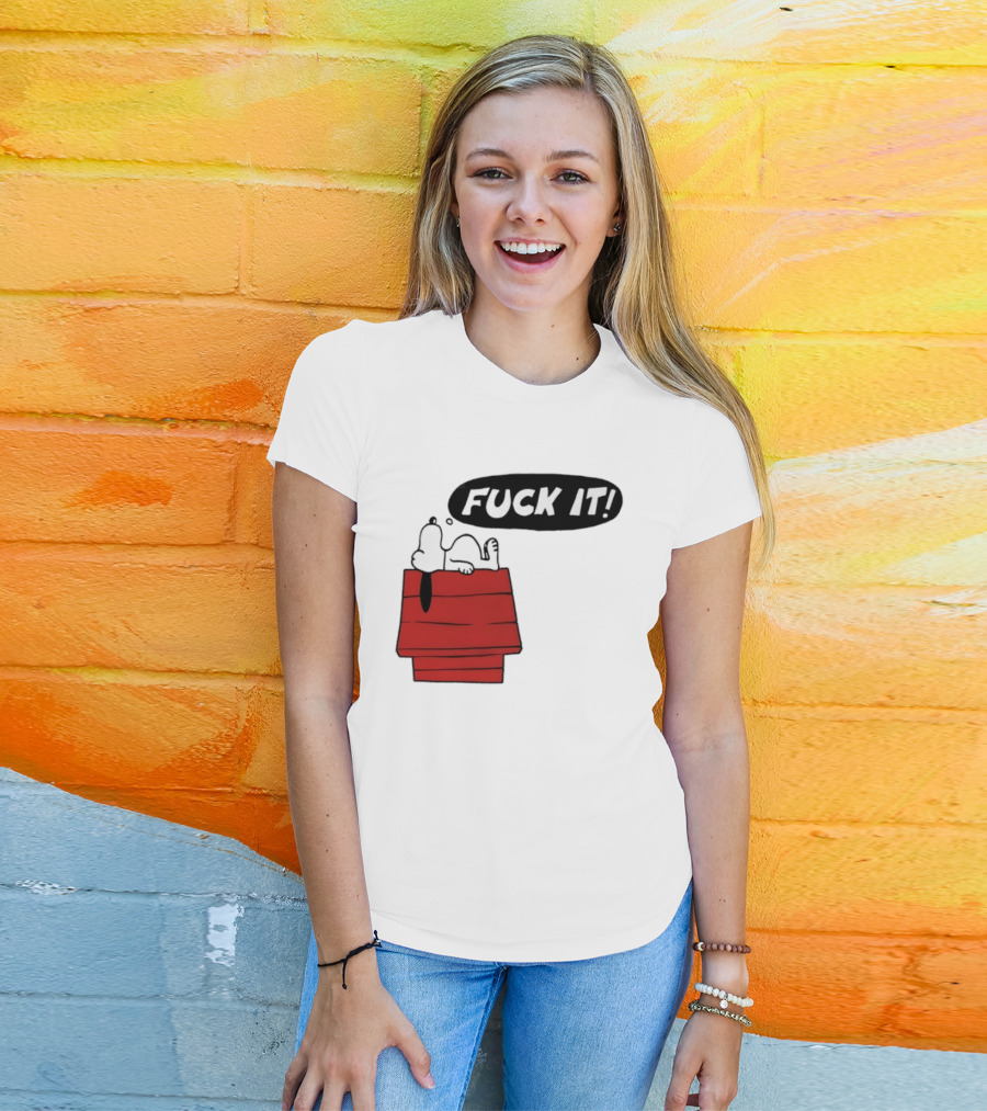 Snoopy Fuck It Relaxing On Doghouse Peanuts Humor T-Shirt