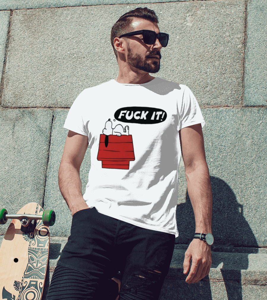 Snoopy Fuck It Relaxing On Doghouse Peanuts Humor T-Shirt