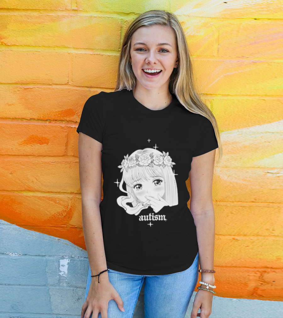 Autism Anime Girl Smoking Flower Crown Aesthetic T-Shirt