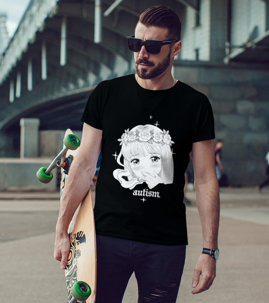Autism Anime Girl Smoking Flower Crown Aesthetic T-Shirt