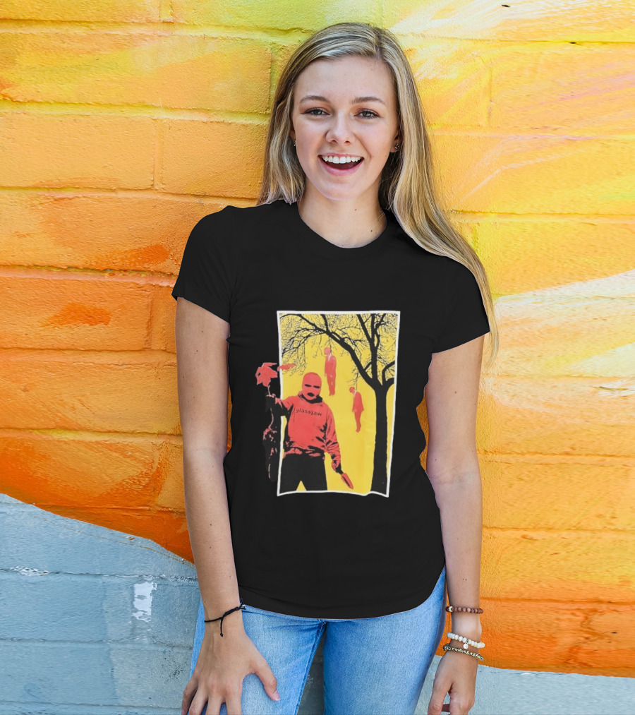 Glassjaw Save Plant A Tree Red Masked Figure With Hanging Figures And Tree T-Shirt