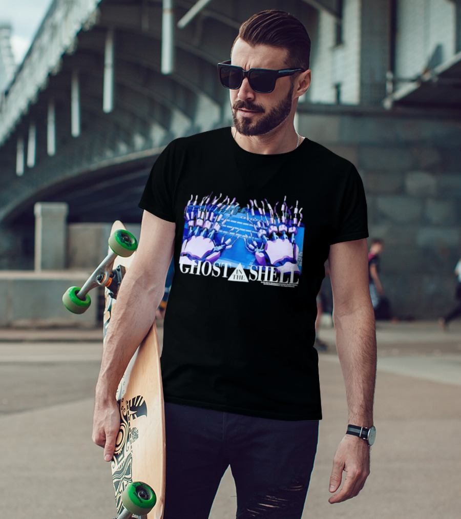 Holographic Robotic Hands Ghost In The Shell 1999 Cyber Tech T-Shirt