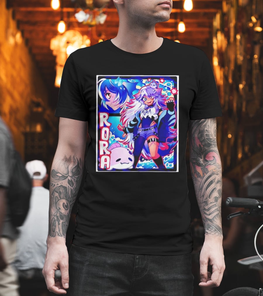 Rora Anime Character Vibrant Art with Cute Fantasy Elements and Pink Creature T-Shirt