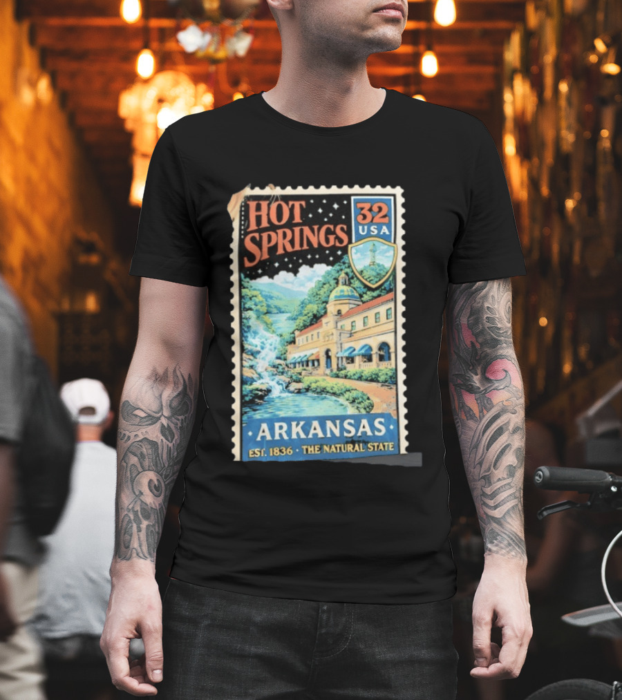 Hot Springs 32 USA Arkansas Established 1836 The Natural State Vintage Stamp T-Shirt