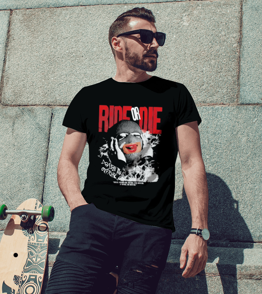 Ride Or Die Joker Grunge Typography And Distorted Joker Face T-Shirt