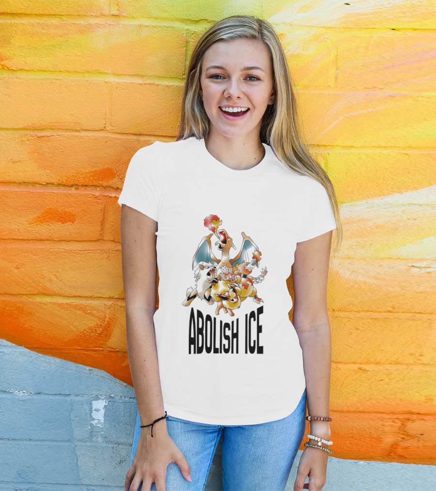 Abolish ICE Pokémon Characters Charizard Blastoise Pikachu Protest T-Shirt