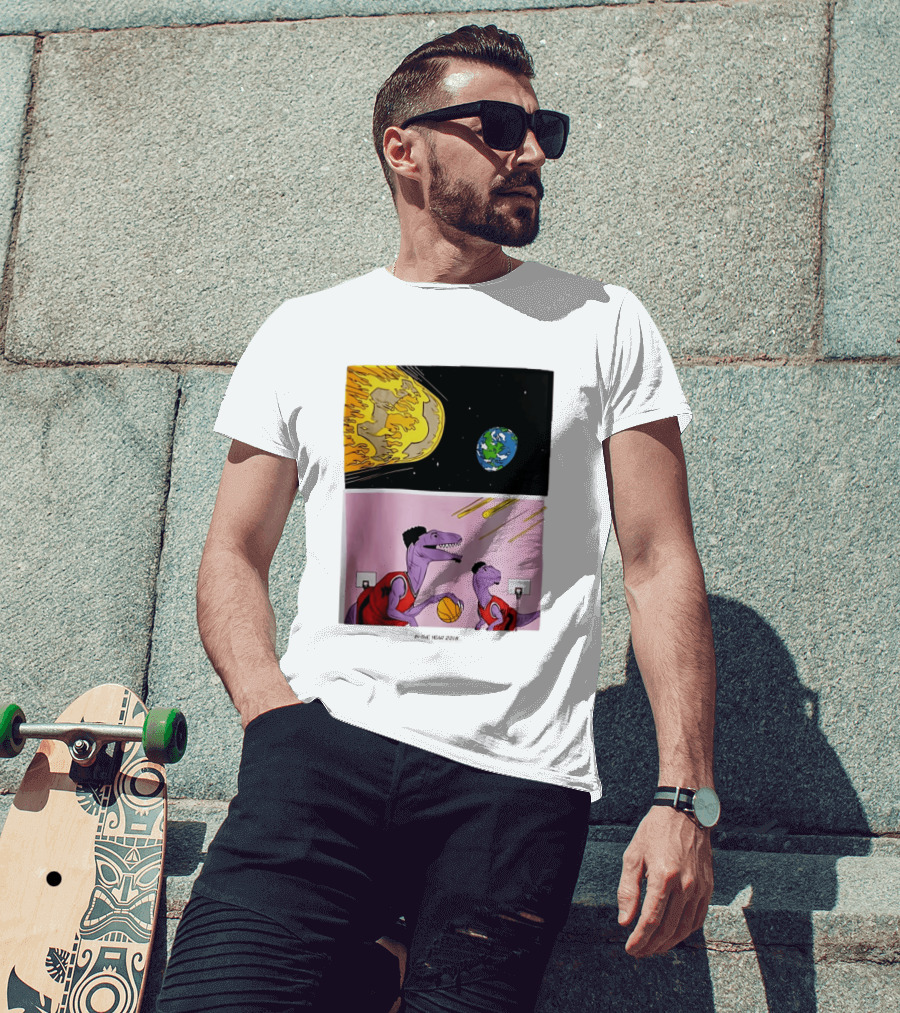 Bron Sends Him A LeBronto Dinosaur Meteor Basketball Earth Raptors T-Shirt