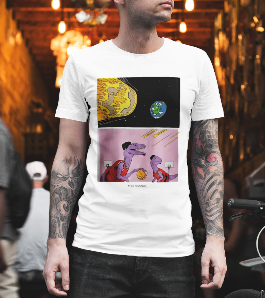 Bron Sends Him a LeBronto Dinosaur Meteor Basketball Earth Raptors T-Shirt