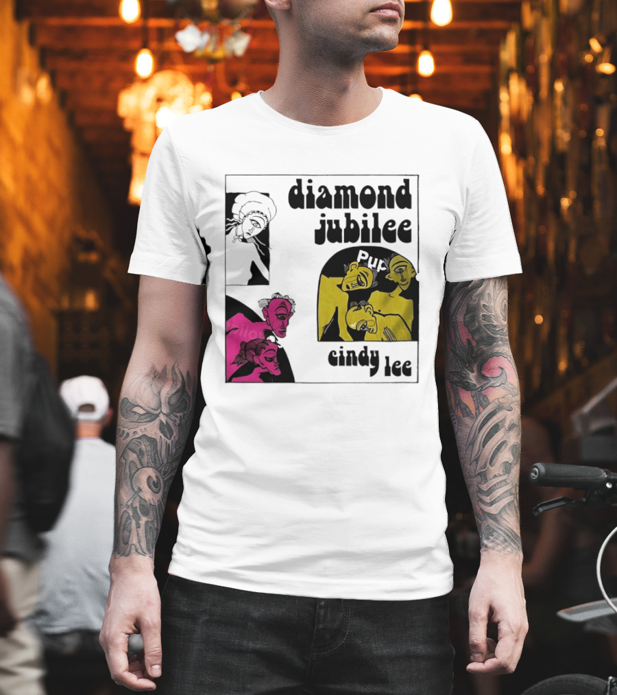 Diamond Jubilee Music Album Cindy Lee Illustrated Faces T-Shirt