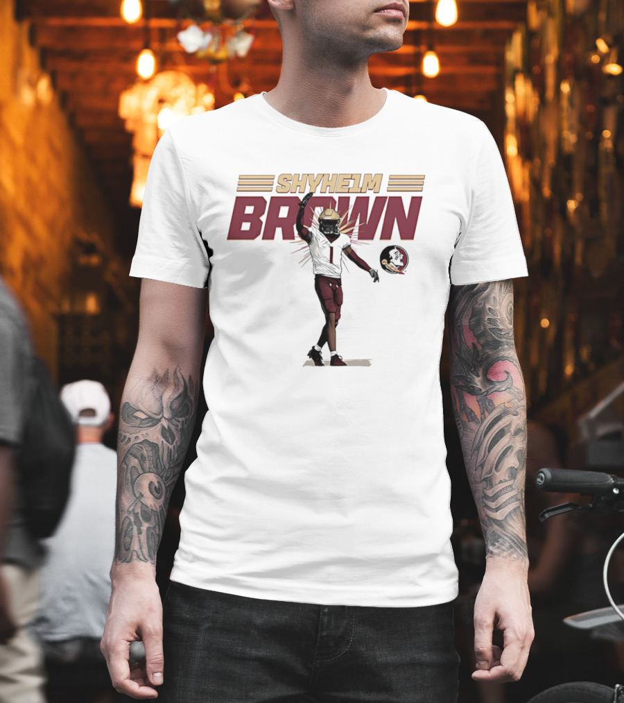 Shyheim Brown Fsu Football Caricature Ncaa Player Execution T-Shirt