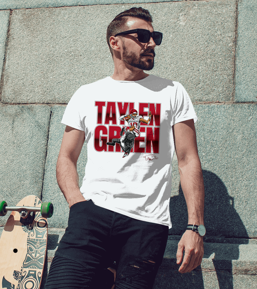 Taylen Green Arkansas Football NCAA Razorbacks Caricature T-Shirt