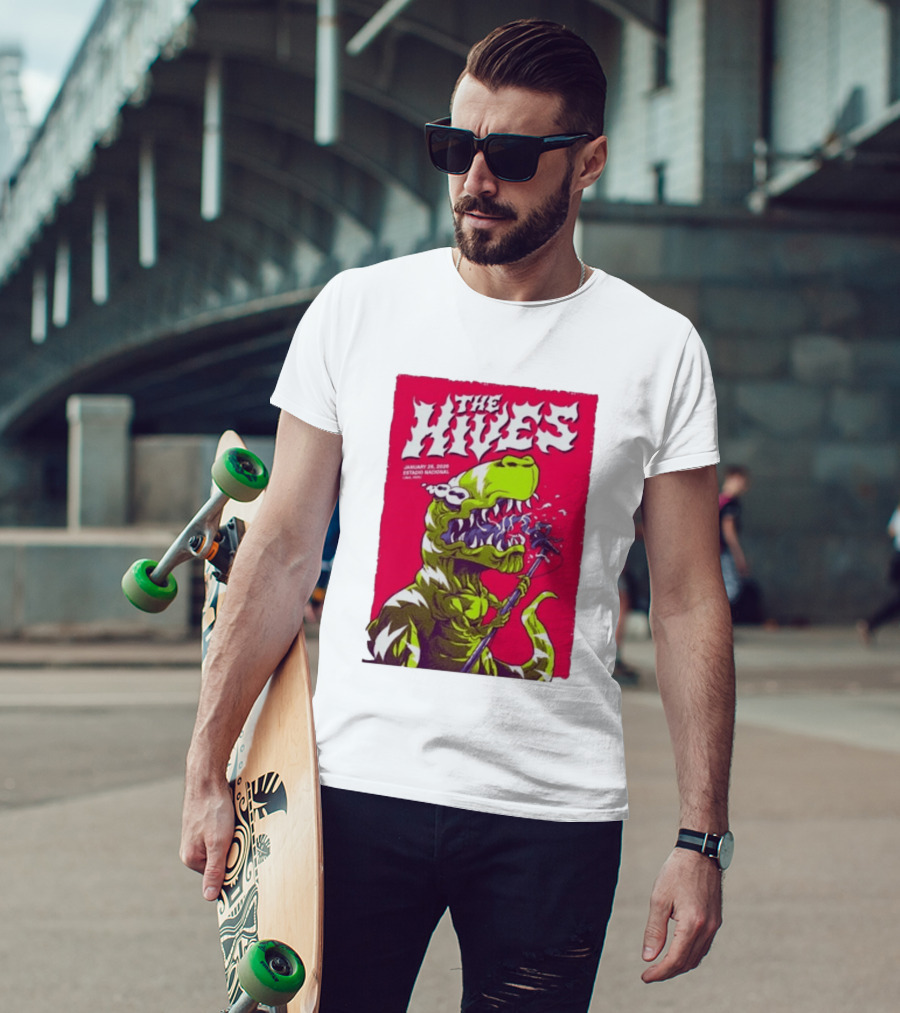 The Hives Live In Lima Peru January 25 2026 Estadio Nacional Dinosaur T-Shirt