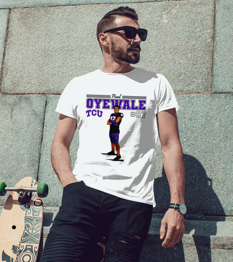 Paul Oyewale TCU Football NCAA #97 Caricature T-Shirt