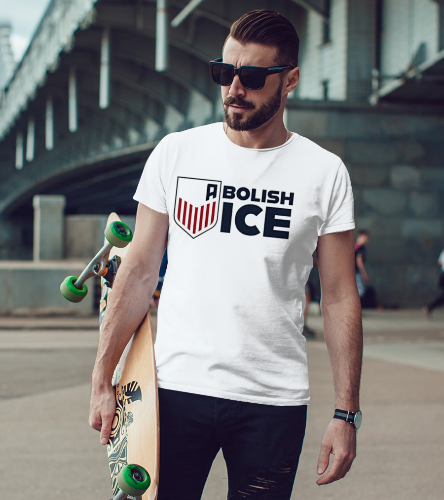 Abolish Ice Shield Red Stripes T-Shirt
