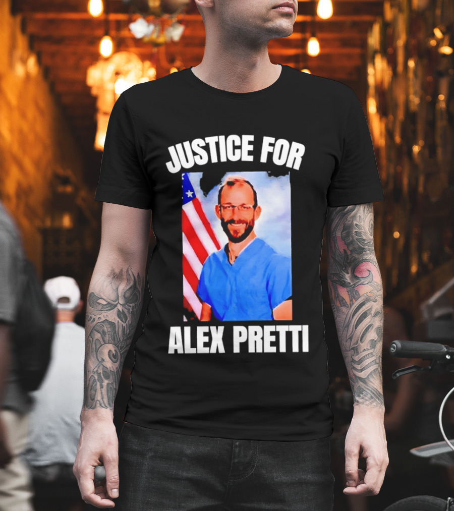 Justice for Alex Pretti American Flag T-Shirt