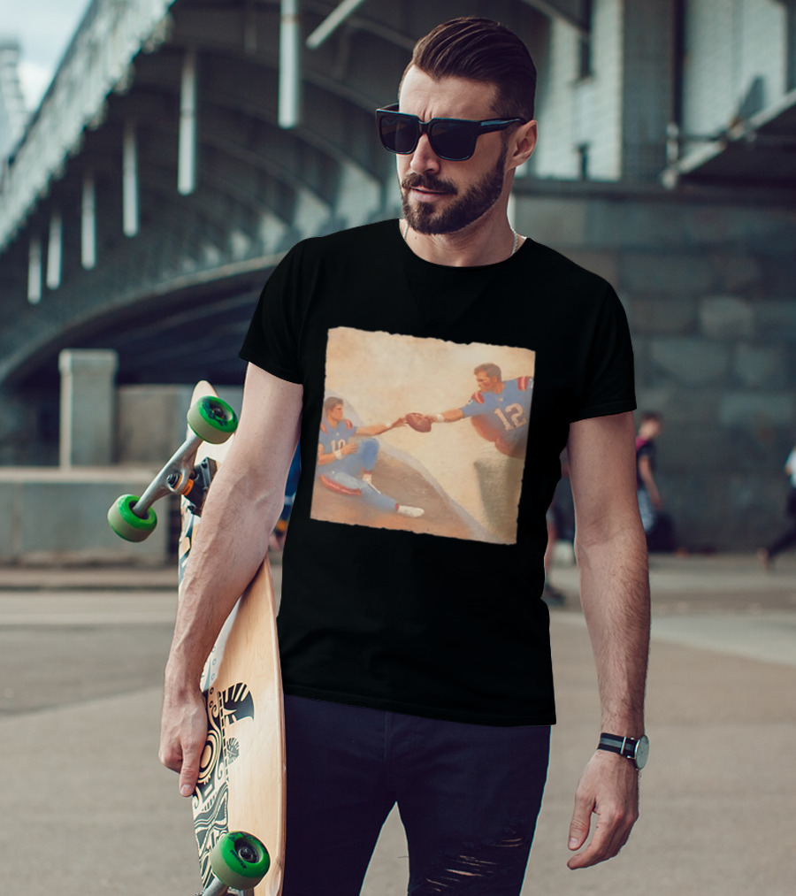 The Creation Of Tom Brady Passing Football To Drake Maye T-Shirt