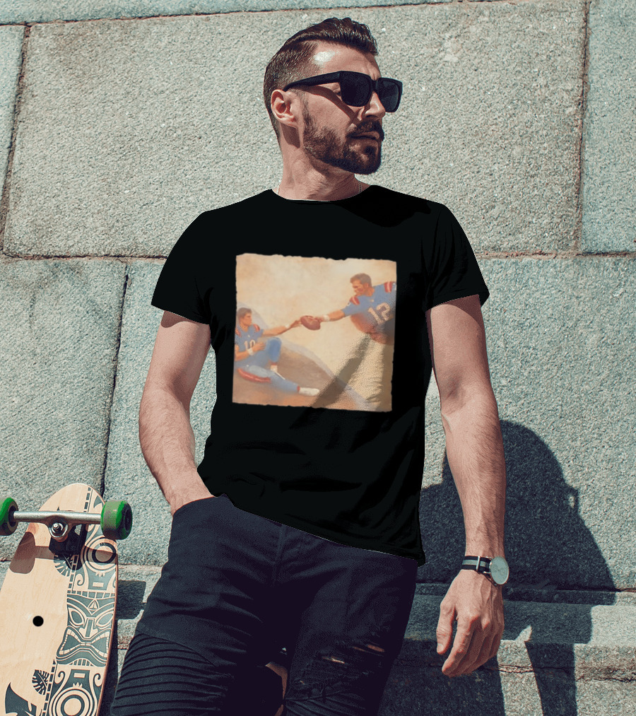 The Creation Of Tom Brady Passing Football To Drake Maye T-Shirt