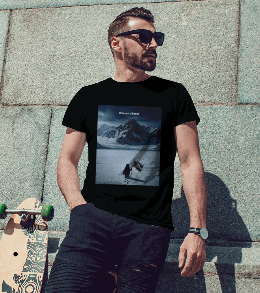 Barcelona Nihilist Penguin Different Is Better Flag Mountain Scene T-Shirt