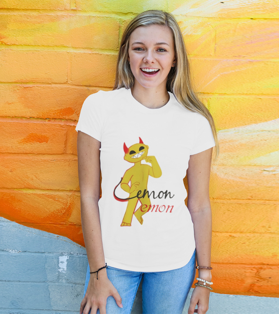 Demon Heavy Blend Lemon Demon Red Horns Yellow T-Shirt