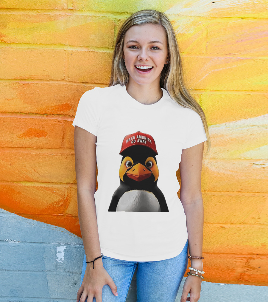 Make America Go Away Red Hat Penguin Iconic Humor T-Shirt