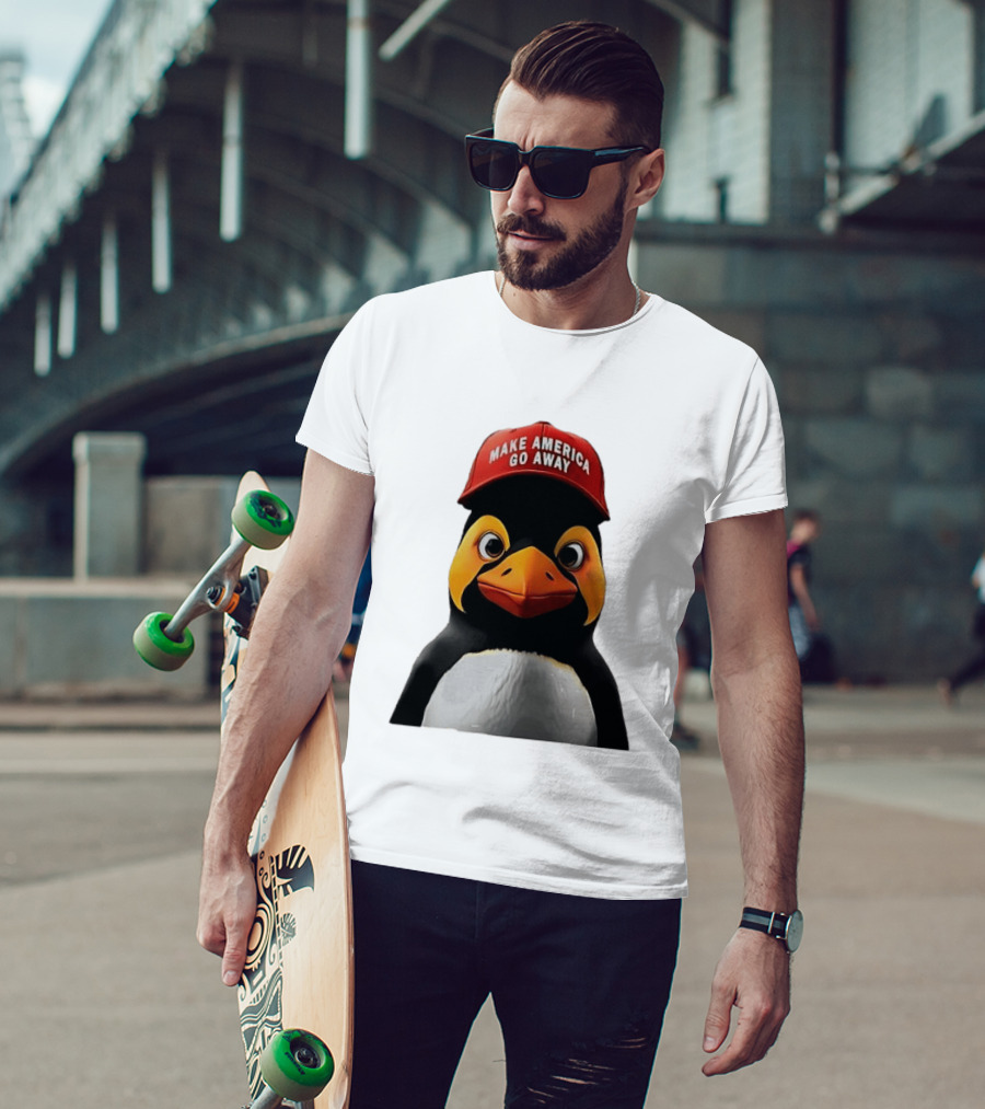 Make America Go Away Red Hat Penguin Iconic Humor T-Shirt