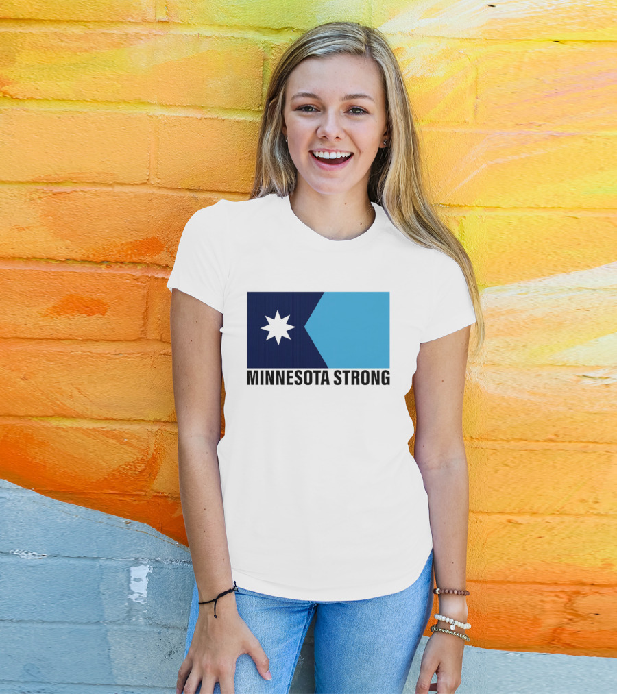 Minnesota Strong Star Icon Blue Rectangular Flag T-Shirt
