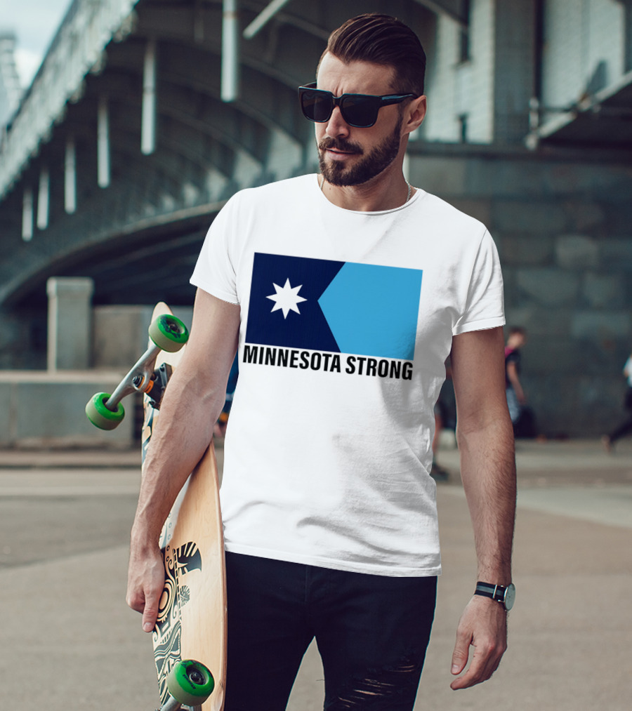 Minnesota Strong Star Icon Blue Rectangular Flag T-Shirt