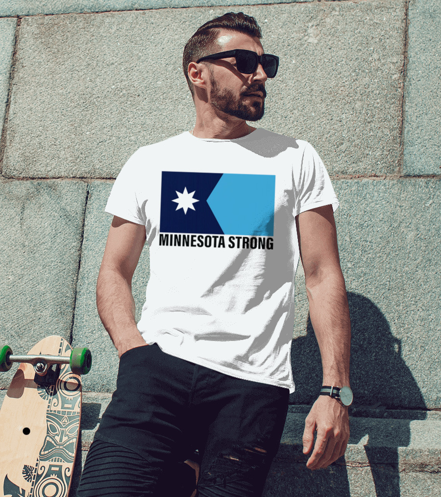 Minnesota Strong Star Icon Blue Rectangular Flag T-Shirt
