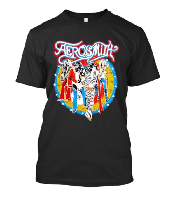 Aerosmith Vintage Band Members Illustration With Stars And Sunburst T-Shirt