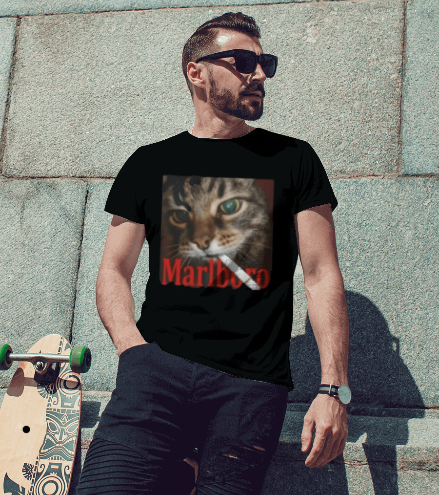 Marlboro Cat Smoking Image T-Shirt