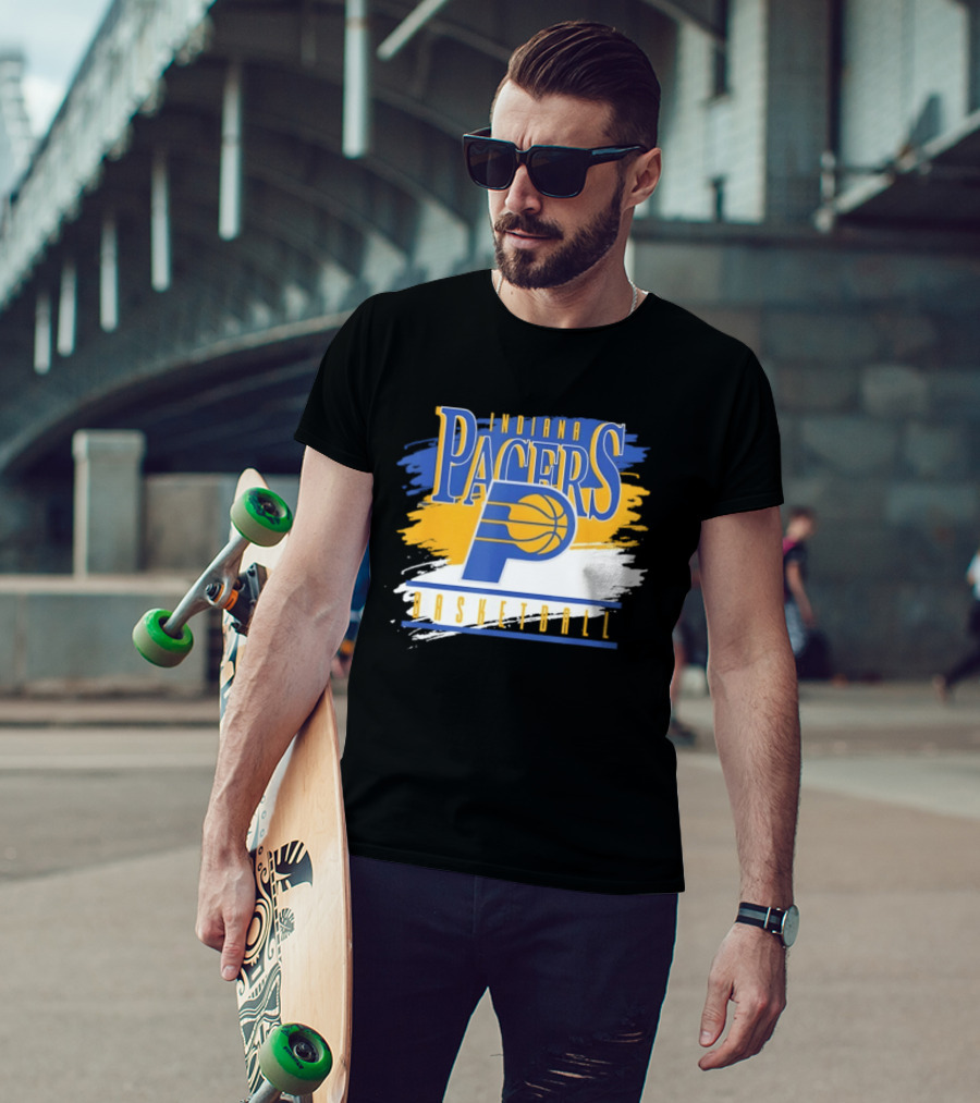 Indiana Pacers Basketball Spilled Paint NBA T-Shirt