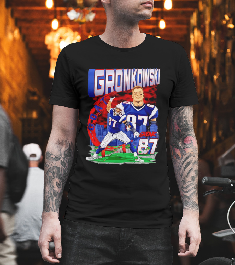 Gronkowski Goat 87 Football Player Tight End Action T-Shirt