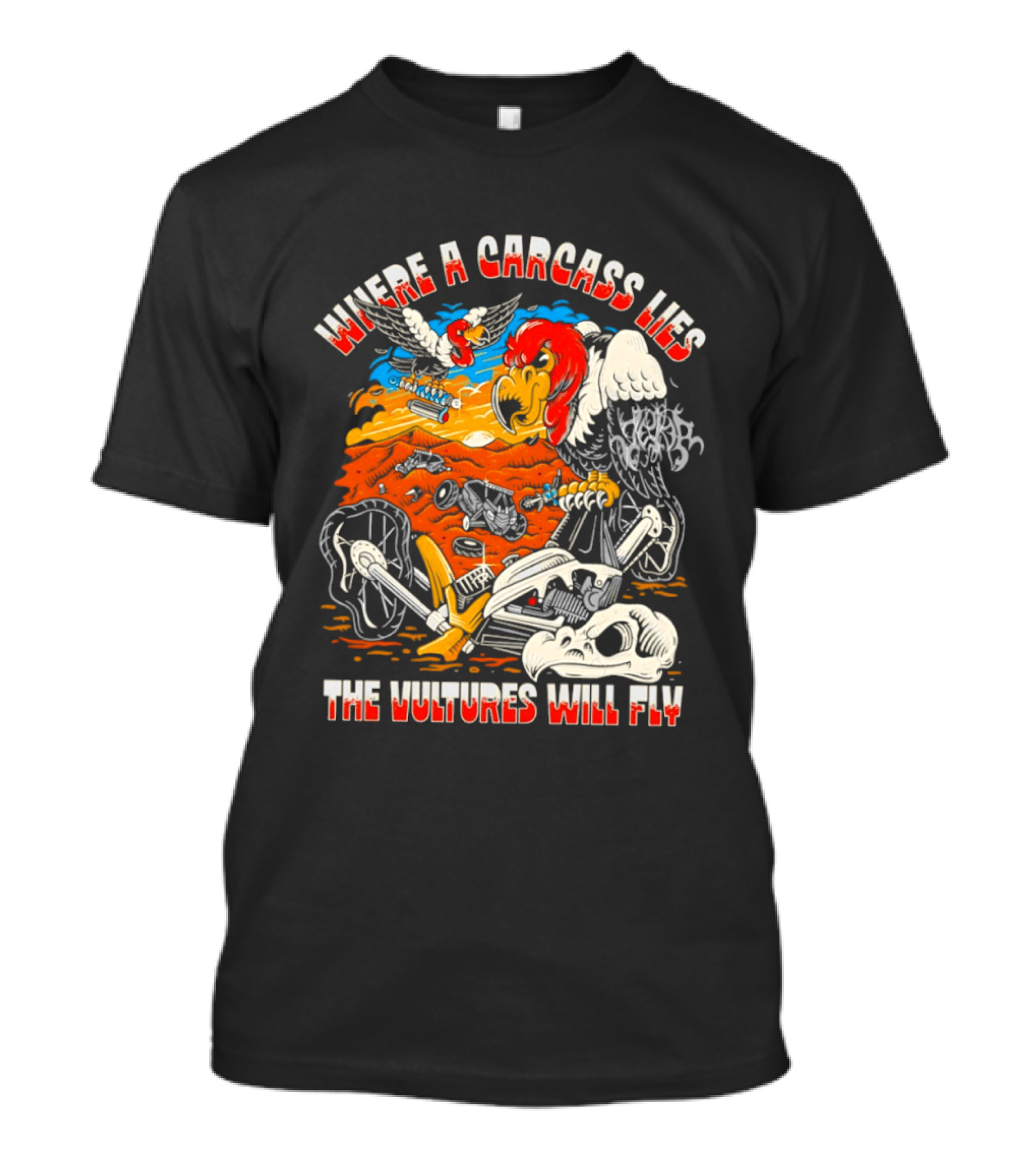 Where A Carcass Lies The Vultures Will Fly Skeleton Wings T-Shirt