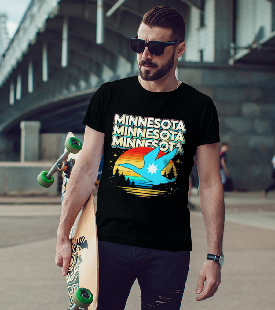 MINNESOTA Resistance 2026 Goose Sunset Forest Scene T-Shirt