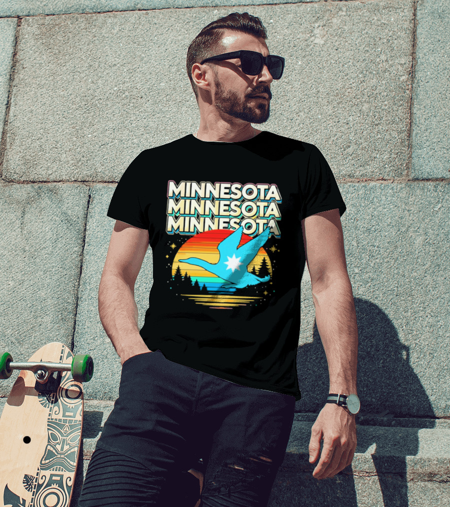 MINNESOTA Resistance 2026 Goose Sunset Forest Scene T-Shirt