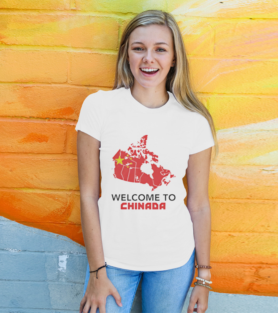 Welcome To Chinada Canada Map Redesign With Bold Text And Yellow Stars T-Shirt
