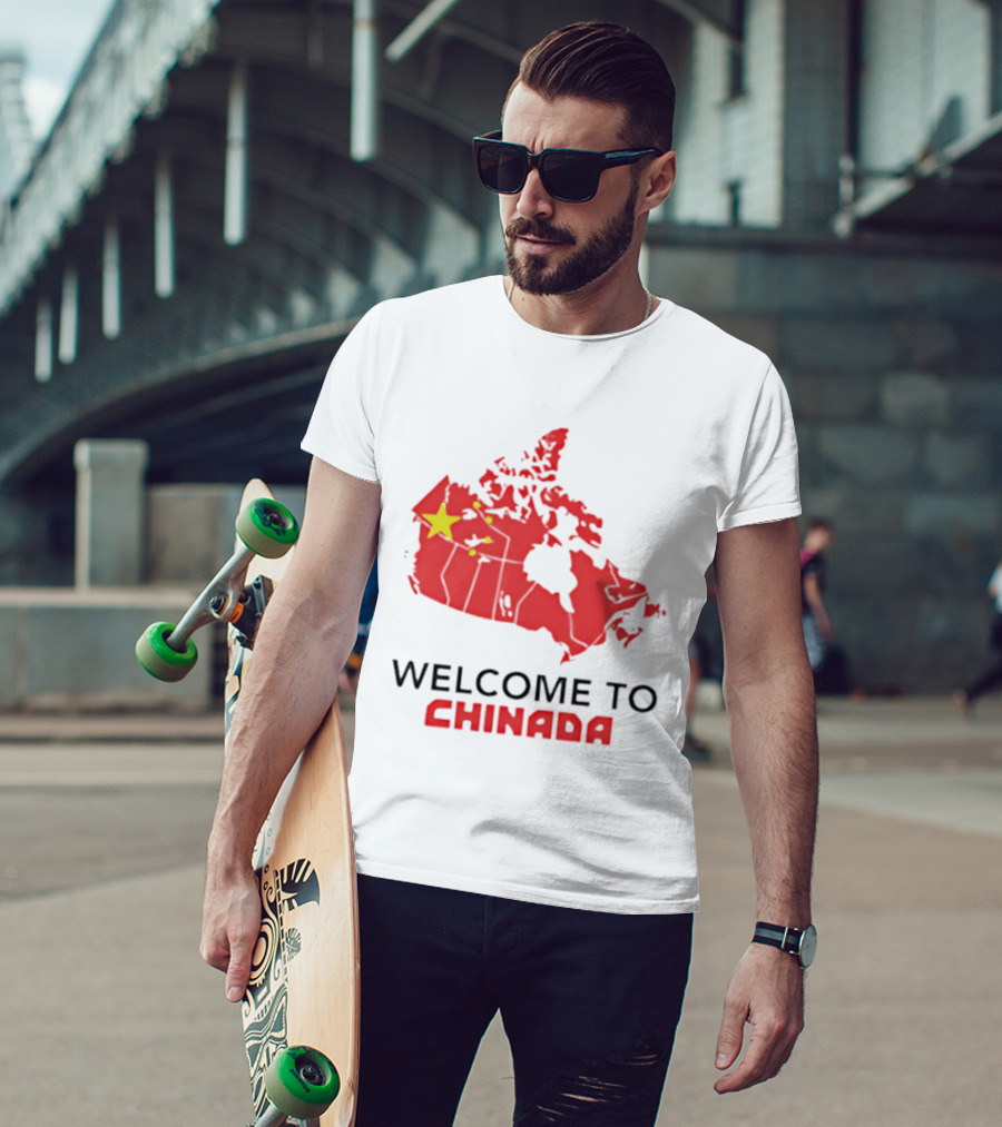 Welcome To Chinada Canada Map Redesign With Bold Text And Yellow Stars T-Shirt