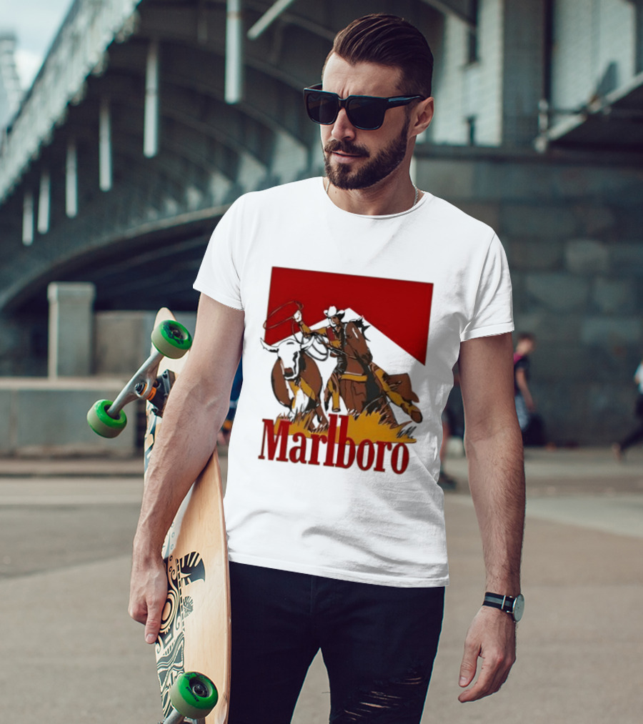 Marlboro Cowboy With Lasso Riding Horse Rugged Outdoors Adventure T-Shirt